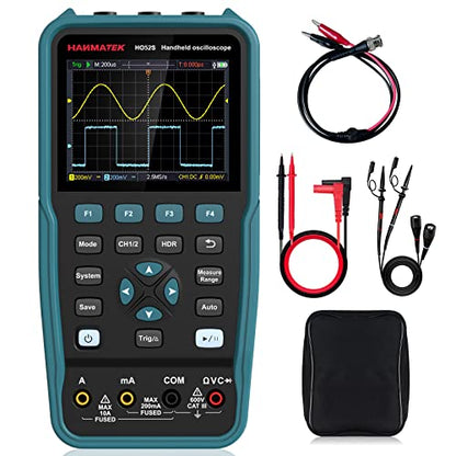 HANMATEK 3 in 1 Handheld Oscilloscope Multimeter with 2 Channels HO52S 3.5"TFT Oscilloscop, 50Mhz Waveform Generator Multimeter Backlit Screen, Auto-Calibration Function, Memory Function, Multi Tester - style: Professional 50 Mhz+Generator