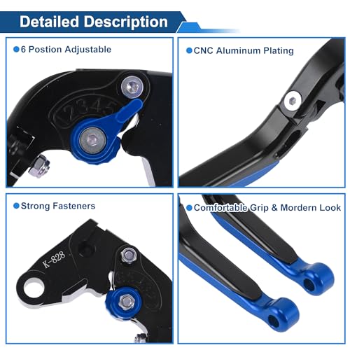 Brake Clutch Levers for Kawasaki ZX636R 2000-2004 Black Blue - color: Black Handle Blue End