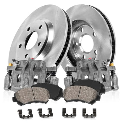 Callahan BRAKE PARTS Front Brake Kit For Ford Fusion Lincoln MKZ 2006 2007 2008 2009 2010 2011 2012 Drilled and Slotted Brake Rotors and Ceramic Brake Pads with Calipers - style: Stock Replacement