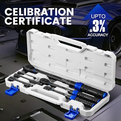 6PCS Click Torque Wrench Set, 1/4" 3/8" 1/2" Drive (20-240 in.lb, 5-50 ft.lb, 10-180 ft.lb), 72-Tooth Ratchet with 4", 5", 6" Extension Bars for Auto, Bicycle & Motorcycle Maintenance - size: 1/2" 3/8" 1/4"DR『10-180FT,5-50FT,20-240IN』