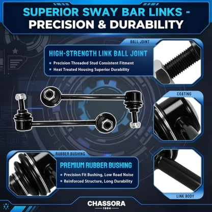 K80250 K80251 2PC Front/Rear Stabilizer Sway Bar End Link for Ford 06-10 Fusion, for Lincoln 07-09 MKZ 06 Zephyr, for Mazda 03-13 Mazda 6, for Mercury 06-09 Milan, for Mitsubishi 03-06 Lancer - size: K80250 K80251