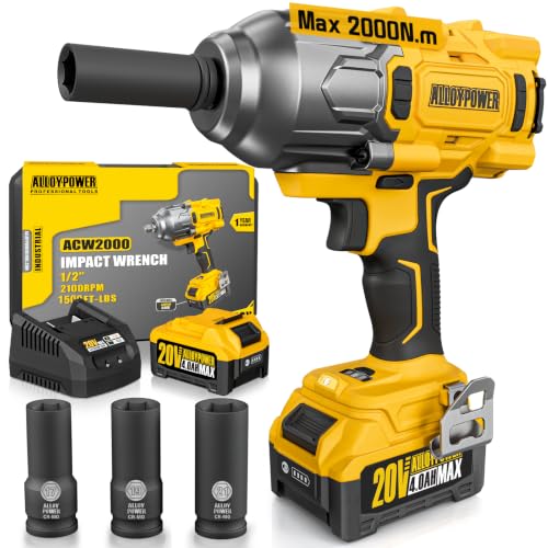1500 FT-LBS(2000N.M) Cordless Impact Wrench, 1/2" High Torque - size: 1500Ft-lbs /1x Battery