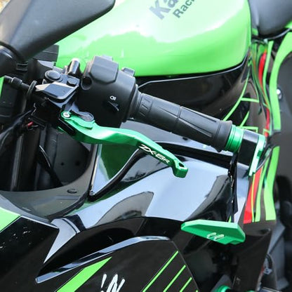 Short Brake Clutch Levers Compatible with K.awasaki Ninja ZX6R 2019 2020 2021 2022 2023 2024 2025 2026 | Front Shorter Levers Handles ZX-6R ZX 6R ZX636 Ninja636 Accessories (Green) - color: Green
