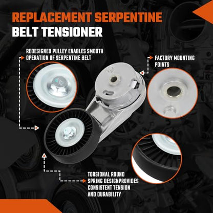 Belt Tensioner Assembly with Pulley Fit for Chevrolet Equinox Malibu Cobalt Orlando Classic & GMC Terrain & Buick LaCrosse Regal Verano & Pontiac G4 G5 G6 Grand Am, Replace# 24430296 - size: 24430296