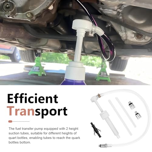 1 Set Transmission Fuel Pump Kit, Hand Push Oil Transfer with Clamp & Dual Tubes, 8 CC Per Pumps Stroke Lower Unit Gear Oil Change Tool, Dispenser for Car Boat Motorcycle (White)