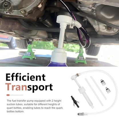 1 Set Transmission Fuel Pump Kit, Hand Push Oil Transfer with Clamp & Dual Tubes, 8 CC Per Pumps Stroke Lower Unit Gear Oil Change Tool, Dispenser for Car Boat Motorcycle (White)