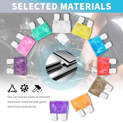 203PCS Car Fuses Assortment Kit with Car Fuse Tester & Puller,Cars Fuse Kit with Standard/Mini/Low Profile Mini,Fuses Automotive Kits (3A 5A 7.5A 10A 15A 20A 25A 30A 35A 40A)