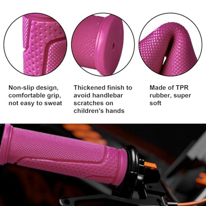 9-Color Kids Bike Handlebar Grips - Non-Slip TPR Bicycle Grips for Mini Bikes & Micro Scooters (22.2mm, 90mm) - color: Rose