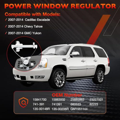 741-391 Rear Right Passenger Side Window Regulator w/ Motor (2 Pins) - size: 741-391