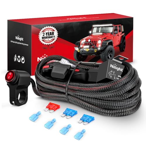 Nilight Motorcycle Handlebar Light Pod Wiring Harness Kit 12V On/Off Switch - color: Motorcycle Handlebar Switch Wiring--2 Leads