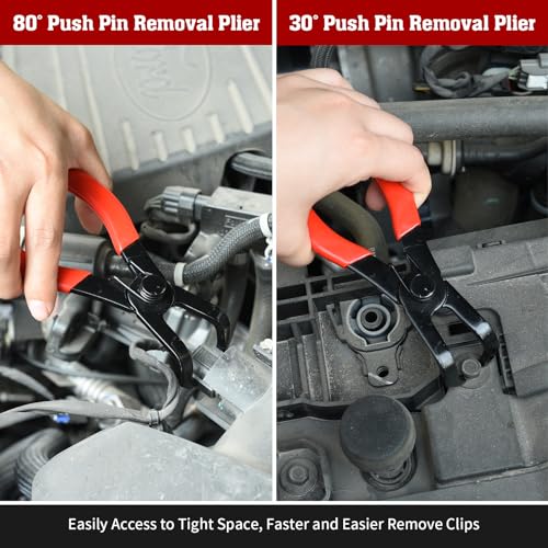 TOOLEAGUE Body Clip Pliers Set, 30° and 80° Push Pin,Panel Removal Pliers
