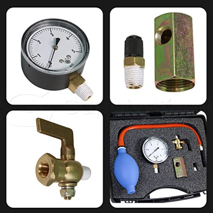 SUPPLYGIANT 74273 0-5 PSI Complete Low Pressure Gas Test Kit w/Bulb, Hose, Hand Pump, Valves & Case