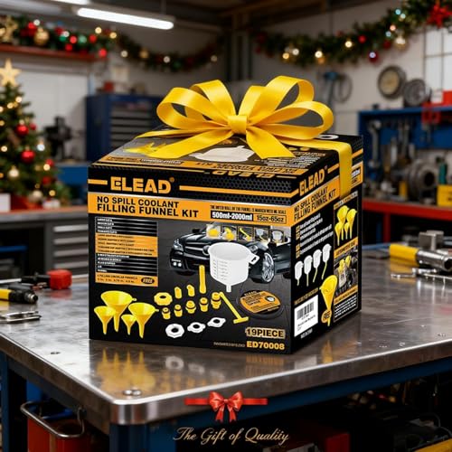 ELEAD No-Spill Coolant Funnel Kit - 19-Piece Radiator Funnel burping kit, coolant Bleeder kit, Extra Funnels and Adapters for Universal Vehicle - color: Multi-use Version Yellow