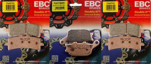 EBC HH Series Complete FA447HH x 2 Front & FA174HH Rear Semi-Metallic Sintered Brake Pads Combo Kit Compatible/Replacement for Suzuki GSX-S1000 AL6/AL7/AL8 (Naked-ABS): 2016 to 2020