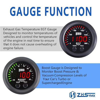Universal Exhaust Gas Temperature EGT Gauge Turbo Boost/Vacuum Gauge Kit - color: EGT Gauge+Turbo Boost/Vacuum Gauge