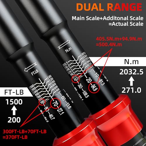 1-Inch Drive Torque Wrench 200-1500ft.lb/271.0-2032.5Nm - size: 1" 1PC