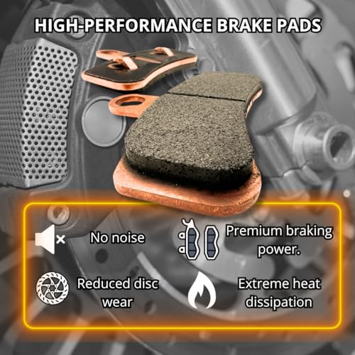 JSA 457 HH Motorcycle Brake Pads, fits for Harley Davidson Motorcycles, Organic, Front Brake Pad, Copper Plate, Excelent Heat Dissipation.