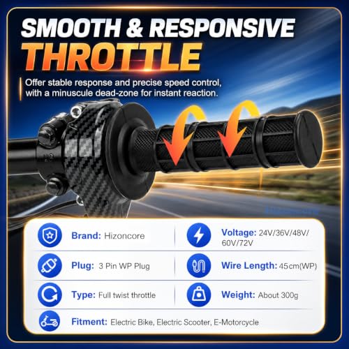 Full Twist Throttle for Macfox, Surron Throttle Grip for HappyRun Qlife - color: Charcoal