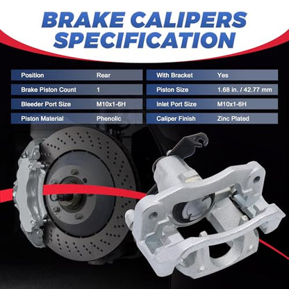 18B5080 18B5081 Rear Disc Brake Caliper Compatible with 08-12 Grand Caravan - size: Rear 18B5080+18B5081