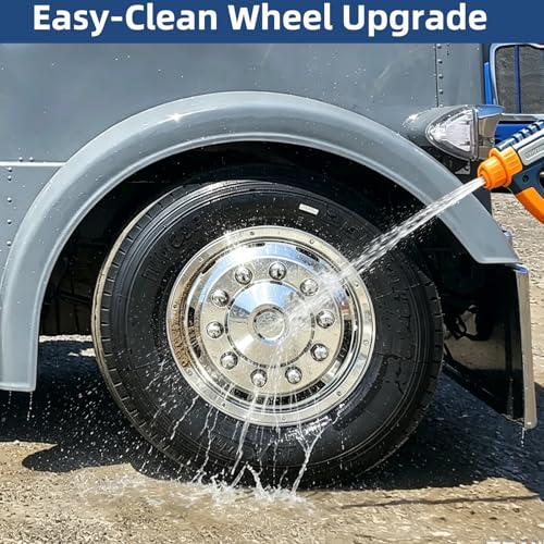 hightall 22.5" Wheel Simulators,Stainless Steel Hubcaps,Polished Surface,2 Front+2 Rear Wheel,Locking Ring Installation Wheel Cover Set Compatible with US Single Rear Axle Semi Truck 4 Wheels - size: 22.5 "For Semi Truck Single Rear Axle