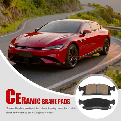 Front & Rear Ceramic Brake Pads Set with Hardware for 2011-2020 Dodge Durango & 2011-2016 Jeep Grand Cherokee - style: HZ1455+HZ1498