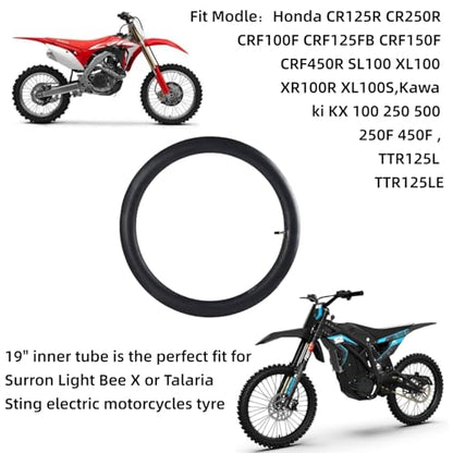 70/100-19 80/100-19 2.75/3.00-19 3.00-19 Electric Dirt Bike Inner Tube Heavy Duty - 2.1 mm Thickness for Surron Light Bee X Talaria UltraBee EridePro X160/X260 CRF 100F 125FB 150F 450R