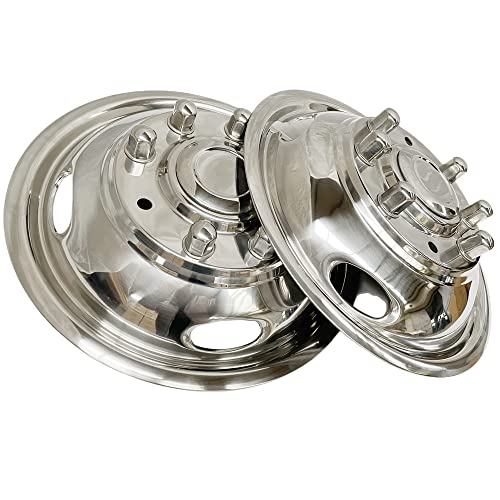 4pcs 17 Anti Rust Wheel Simulators Fit for 2005-2025 Ford F-350 F350, 8 Lug Waterproof Replacements Bolt On Polished Stainless Steel Dually Hubcaps Wheel Covers with Installation Tool Kit - size: 17"#6