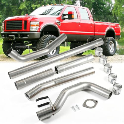 Stainless Steel Exhaust Pipes for Ford 2008-2010 F-250 F-350 F-450 SuperDuty 6.4L 4" Powerstroke Diesel - size: for 2008-2010 F250 F350 F450