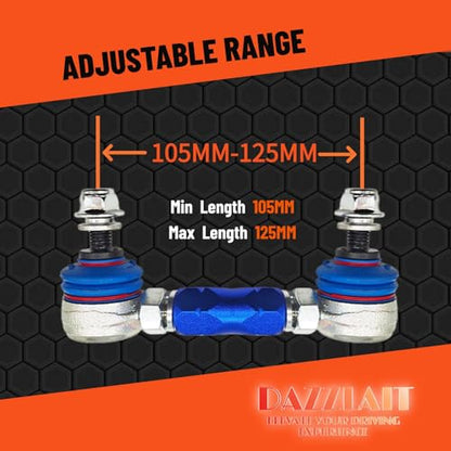 105mm-125mm Universal Adjustable Sway Bar End Links | M10 Stud with 12 mm Spacer Washer | Adjustable Sway Bar Links - size: 105MM-125MM