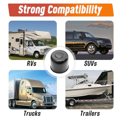 2 Pack 4.88" Push Through Trailer Wheel Center Caps & Lug Nuts - color: Matte Black