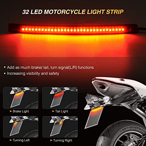 Nilight 32LED 8" Flexible License Plate Light Strip Rear Taillight - color: Amber Red