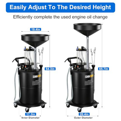 26.4 Gal Pneumatic Oil Drain Extractor with 61in Pipes & 12L Measuring Cup - size: 5708-B