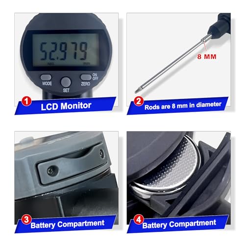 Digital Dial Gauge,with A Range of 100mm/4 in,Dlectrical Digital Indicator Graduation Resolution of 0.001mm - size: 4 in/0.001