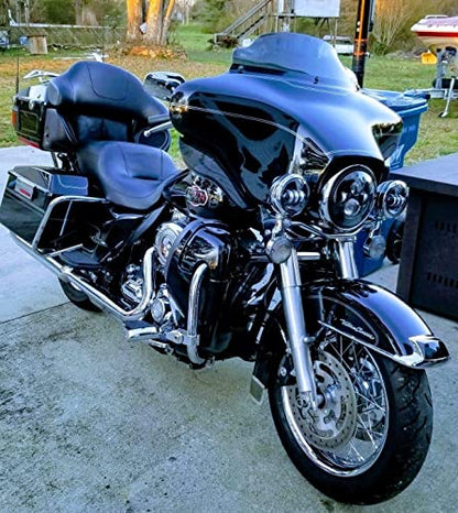 Eagle Lights 8700BPKR 7" LED Headlight with LED Spot/Passing Light Kit for Harley Davidson® and Indian® Motorcycles - Generation I/Black Kit/Add Adapter Ring - size: Add Adapter Ring