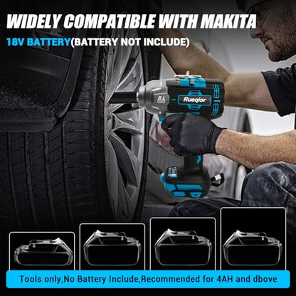 Cordless Impact Wrench 1/2" Compatible with Makita 18V Battery - color: Blue 1360n 1/2in