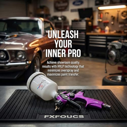 HVLP Air Spray Gun Kit 1.7mm, Professional Automotive Paint Sprayer - color: Purple-blk, size: 1.7mm