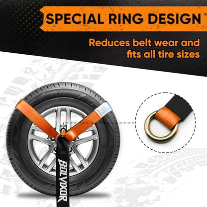 Car Tie Down Straps, 4 Pack, 2" x 96", 9900 LBS, Heavy Duty J Finger Hooks - color: Orange