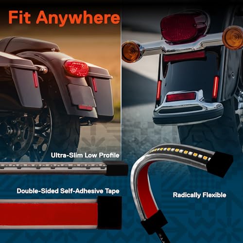 TRUE MODS 2pc 5 Inch Rear LED Motorcycle Brake Turn Signal Tail Light Strip - size: 2pc 5", style: Tail Light w/ Amber Turn