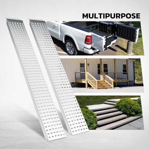DNA Motoring 63in A3 Steel Versatile Loading Ramp for Hand Truck, Bicycle, Motorcycle, ATV & More, 880 pounds Each Pair Capacity, TOOLS-00466 - size: 2pcs 63'' L x 8.86'' W