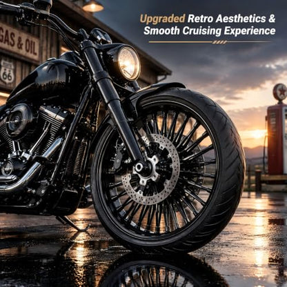 TOFR 16x3.5 Fat Spoke Black Front Wheel For Harley Softail Choppers 00-22 - color: Gloss Black, size: Front:16x3.5