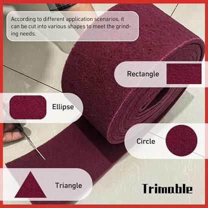 7447 Maroon Scuff Pads - 5 lnches x 8Feet Premium Surface Prep Pad for Autobody, Woodworking, Paint Primer, ScuffingSanding & Scouring - size: 5 Inches*8 Feet