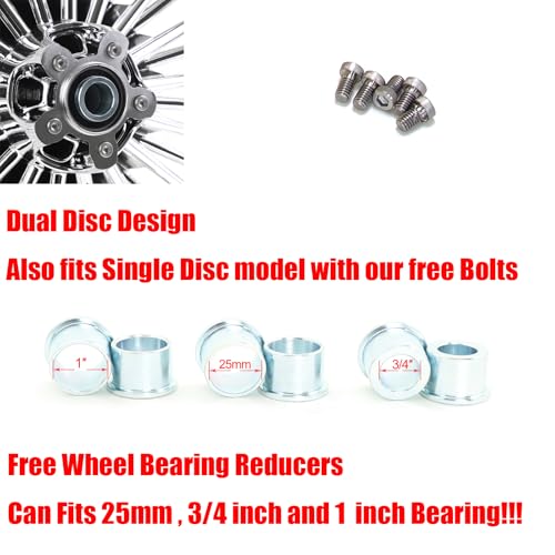 TOFR 21x2.15 16x3.5 Chrome Fat Spoke Wheels For Harley Dyna FXD FXDB 00-05 - color: 21x2.15 16x3.5 Chrome, size: Dyna 2000-2005