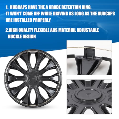 Winjet 16 inch Universal Hubcaps for Steel Wheel Rims Cover,Snap On Car Truck SUV Wheel Rim Covers,Steel ABS+PC Material Set of 4(16 inch,Matte Black) - color: Matte Black (5086-BP-16), size: 16 inch
