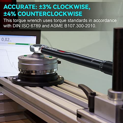 3/8" Drive Click Torque Wrench 8-104 Ft.-Lb, 72 Tooth Dual-Direction Adjustable, Dual Scale, ±3% Accuracy, for Bicycle, Motorcycle, Automotive Repair and Maintenance - size: 3/8"