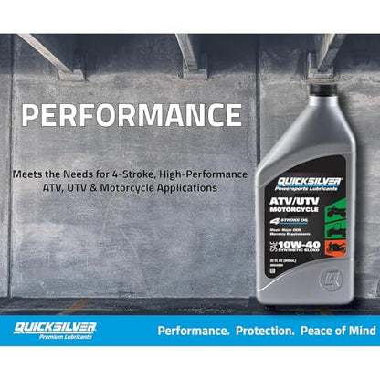 Quicksilver 10W-40 Synthetic Blend ATV, UTV, Motorcycle Oil, 1 Quart