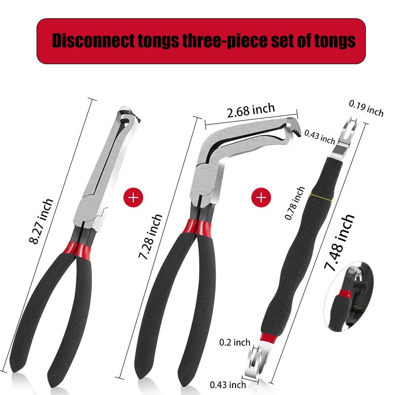 8" Car Electrical Disconnect Pliers – Auto Connector Plug Separator Tool for 37960/37980 – Push Tab Sensor Wire Remover – Automotive Terminal Disconnect Pliers for Electrical Repairs (3-Pack)