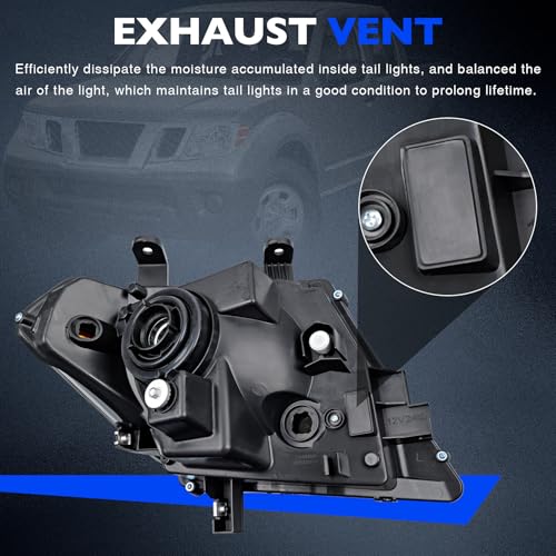 Headlights Compatible with 2009-2020 Nissan Frontier Left and Right Side - size: 09-20 Frontier Black