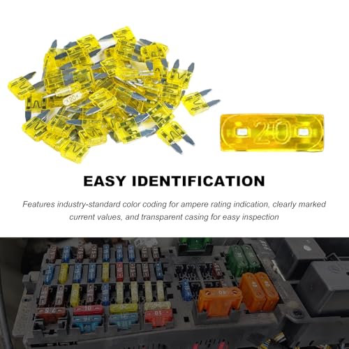 25 PCS 20 Amp Mini Car Fuses, 20A Automotive Blade Fuse Replacement, Auto Fuse Kit for Car RV Truck Motorcycle SUV Boat - color: 20A