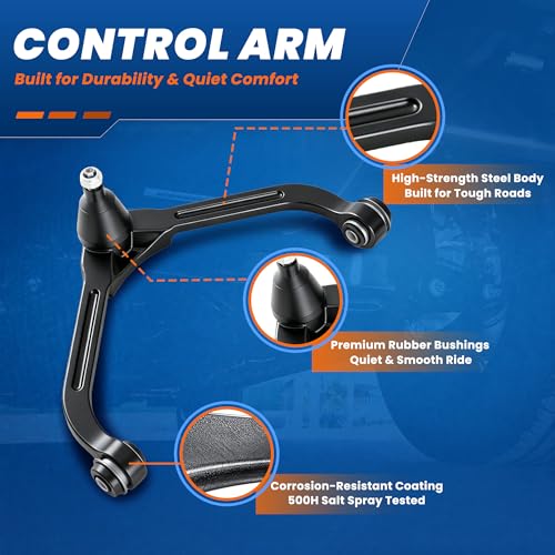 KUIPERAUTO 10PCS Front Suspension Kit Upper/Lower Control Arms Compatible with 1999-2006 GMC Sierra Chevrolet Silverado 1500 RWD Only - style: RWD Front Upper/Lower 10PCS