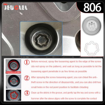 806 Wheel Locking Nut Key for Jeep, ID 29mm Lug Removal Tool - size: 806